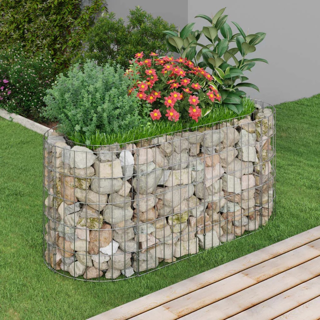 Gabbione Con Letto Rialzato İn Acciaio Zincato 120x50x50 Cm /