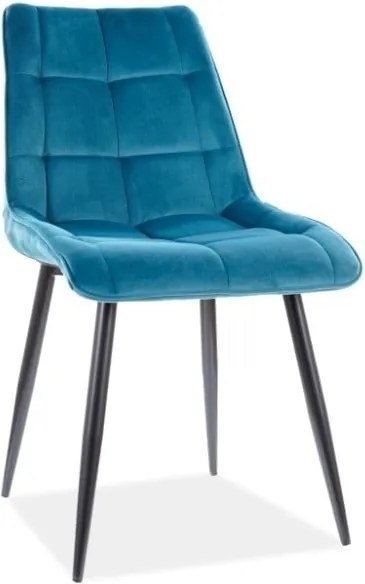 Sedia Chic in velluto turchese/nero - L47 x H41 x H87 cm