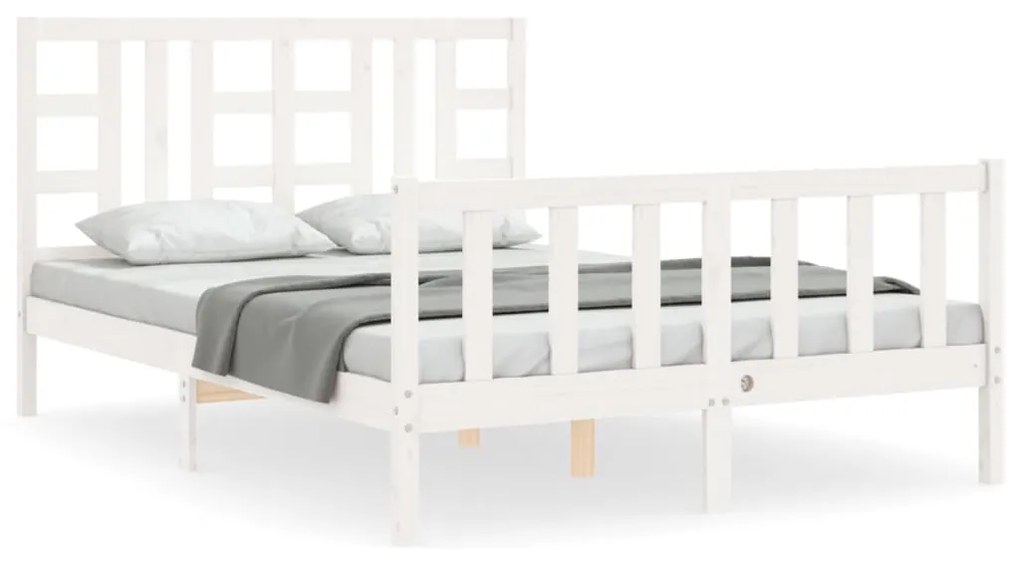 Giroletto con testiera bianco 140x200 cm in legno massello