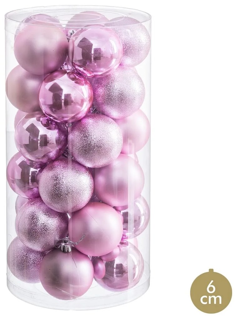 Palle di Natale Rosa Plastica Ø 6 cm (30 Unità)