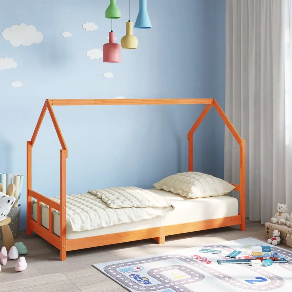 Giroletto per bambini marrone cera 90x190cm legno massello pino