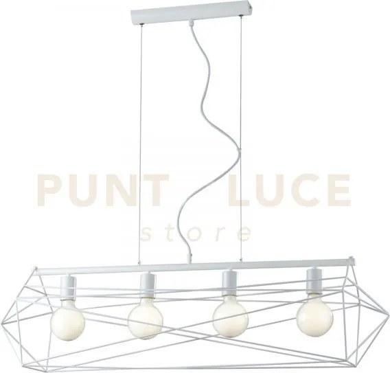 Lampadario a sospensione abraxas bianca 4 luci attacco e27 106x29,5...