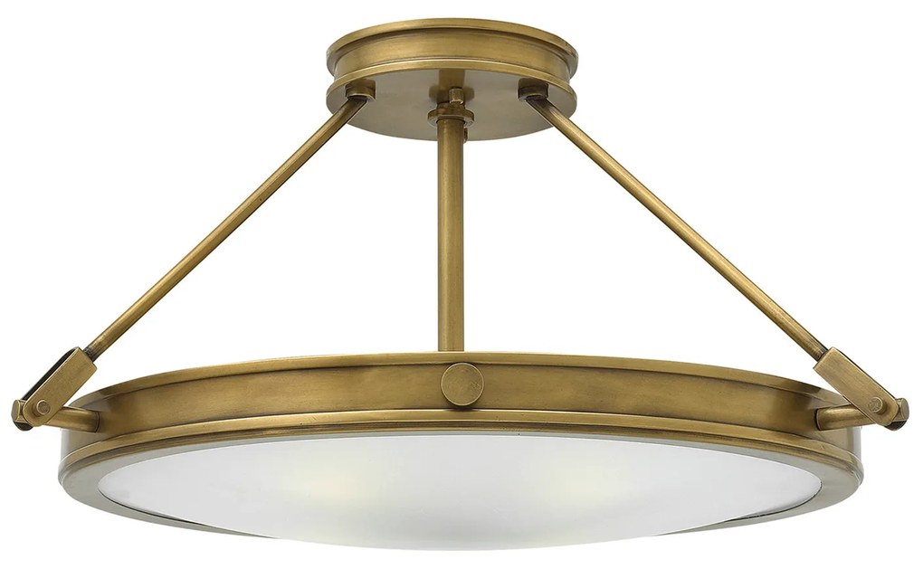 Lampadario Contemporaneo Collier Acciaio Ottone Antico Vetro 4 Luci E14