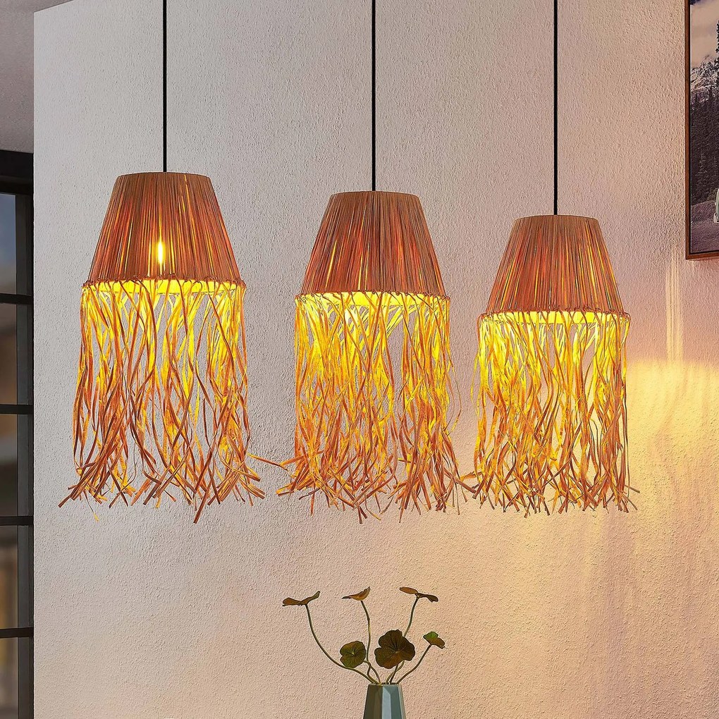 Lampada a sospensione Liridona Lindby, dimmerabile, Crema / Ambra, Soggiorno / Sala da pranzo, Carta / Lunolit / Lunopal, Scandinavo, Lampada a sospensione