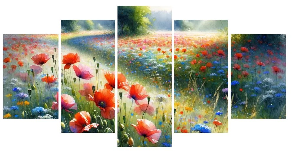 Quadro su tela – Papaveri rossi in un mare di fiori di campo