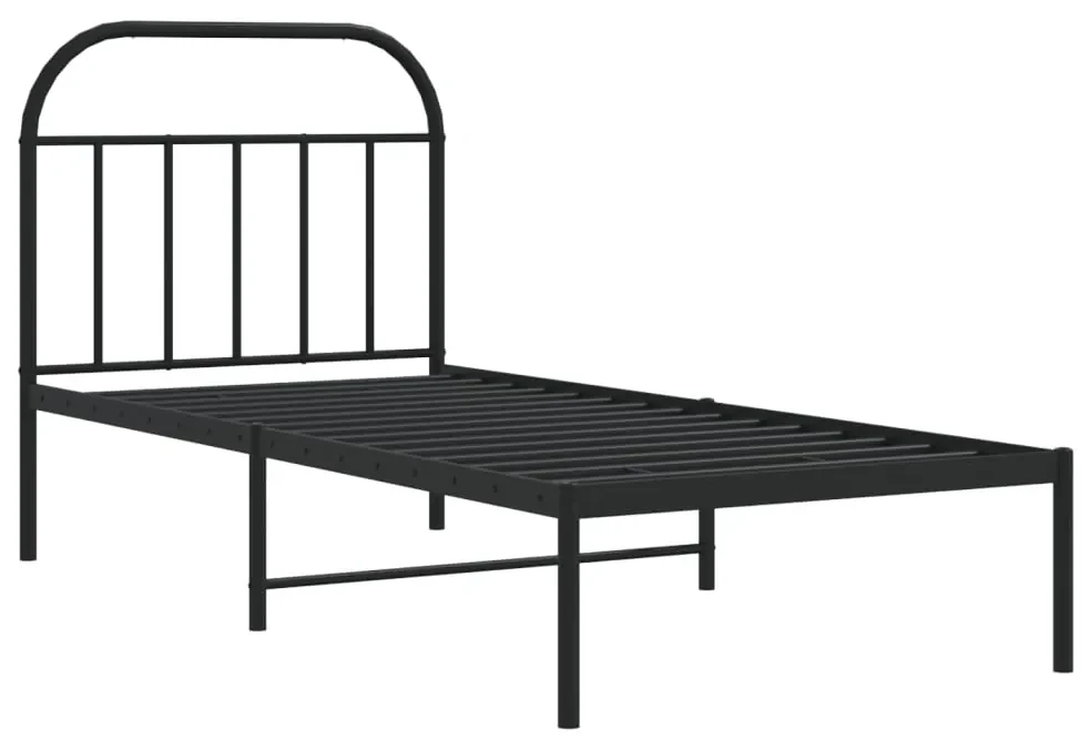 Giroletto con testiera in metallo nero 90x200 cm