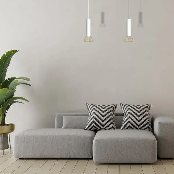 Lampadario su corda DANTE 1xGU10/25W/230V bianco/oro