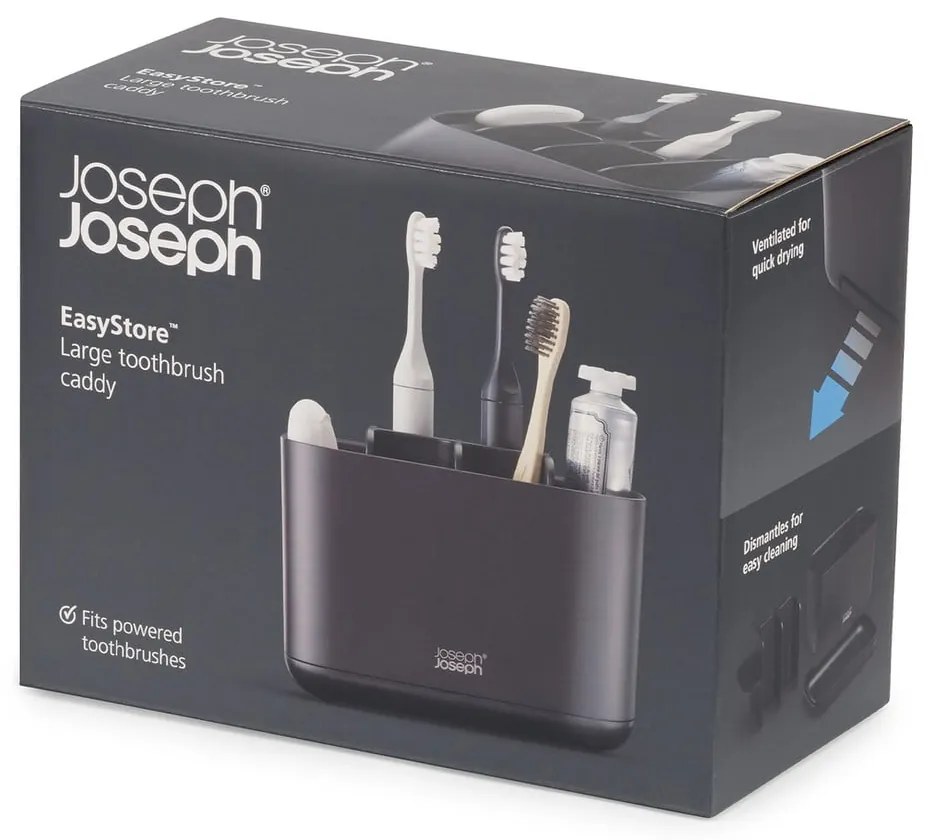 Portaspazzolini in plastica nero EasyStore - Joseph Joseph