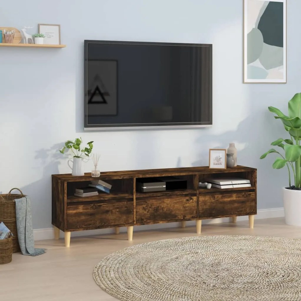 Mobile Porta Tv Rovere Fumo 150x30x44,5 Cm İn Legno Multistrato /