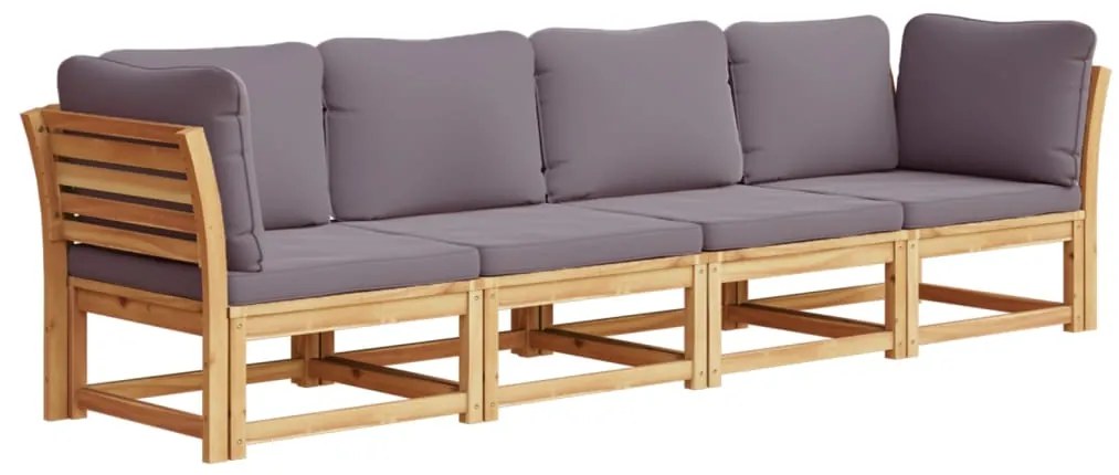 Set salotto da giardino 4pz con cuscini legno massello acacia