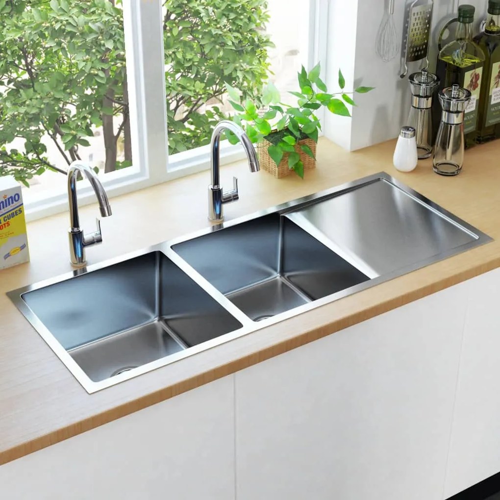 Lavello Da Cucina Lavorato A Mano İn Acciaio Inox /