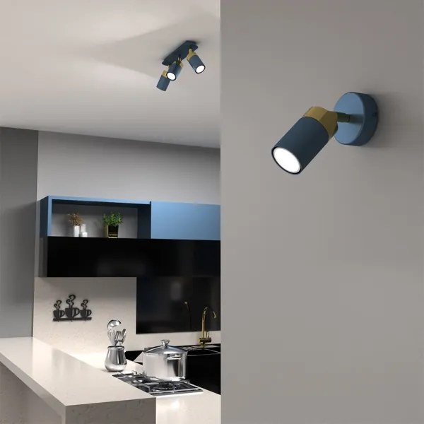 Applique a spot da parete JOKER 1xGU10/25W/230V blu/oro