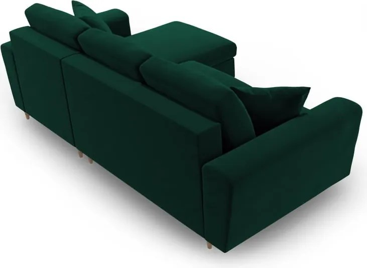 Divano angolare verde allungabile e con contenitore con rivestimento in velluto Kyoto – Cosmopolitan Design