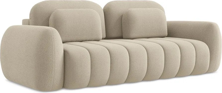 Divano marrone chiaro allungabile/con contenitore con rivestimento in bouclé 266 cm Pele – Makamii