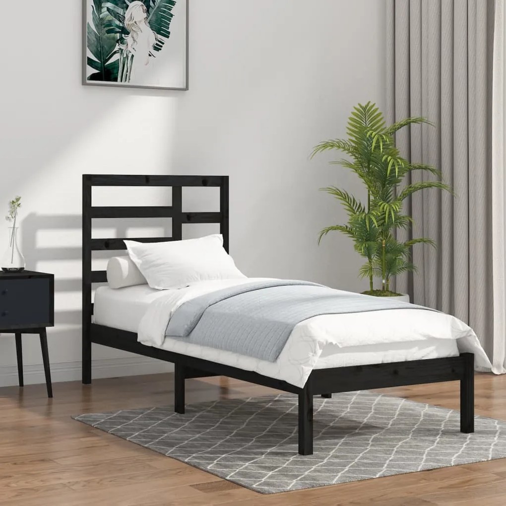 Giroletto İn Legno Massello Nero 75x190 Cm Small Single /