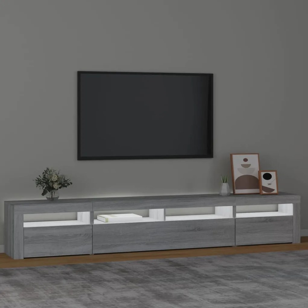 Mobile porta tv con luci led grigio sonoma 240x35x40 cm