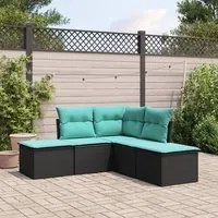 Set Divani da Giardino 5 pz con Cuscini in Polyrattan Nero 3249555