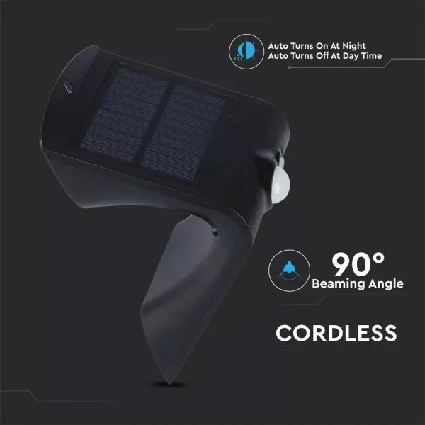 Applique a LED solare con sensore LED/1.5W/3,7V IP65 nero