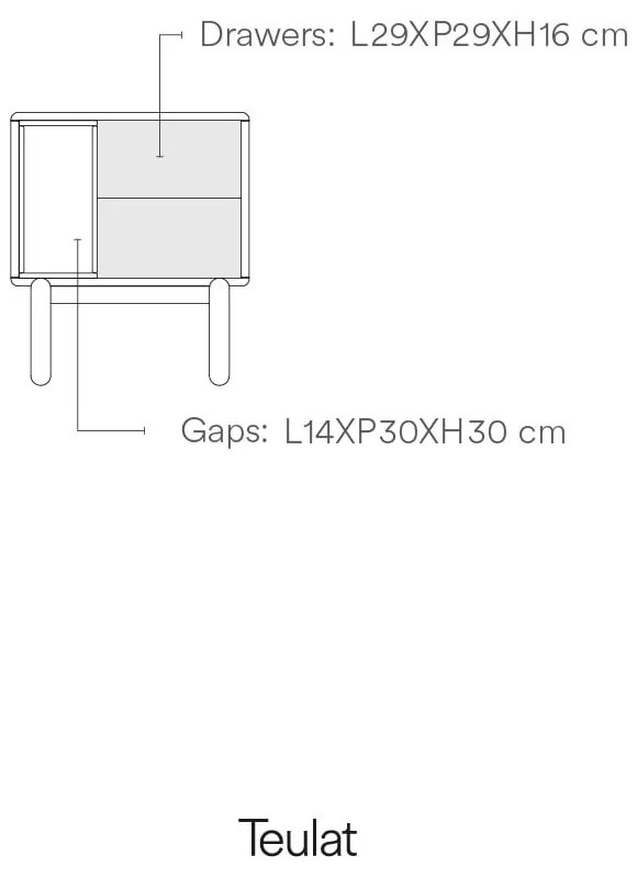 Comodino grigio scuro Corvo - Teulat