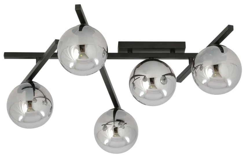 Lampadario da Soffitto in Acciaio e Vetro SMART 5 Nero 5xE14 Colore delle Sfere Grafite
