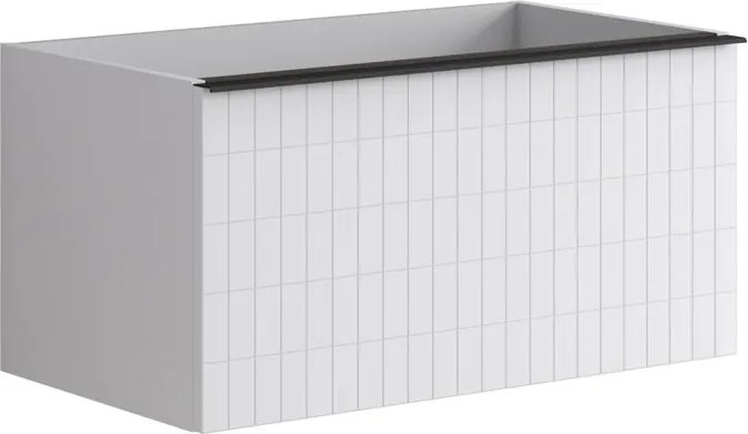 Cassettiera Pixel con 2 cassetti frontale grid laccato opaco bianco e maniglia alluminio nero opaco L80 x H40 x P45,5cm