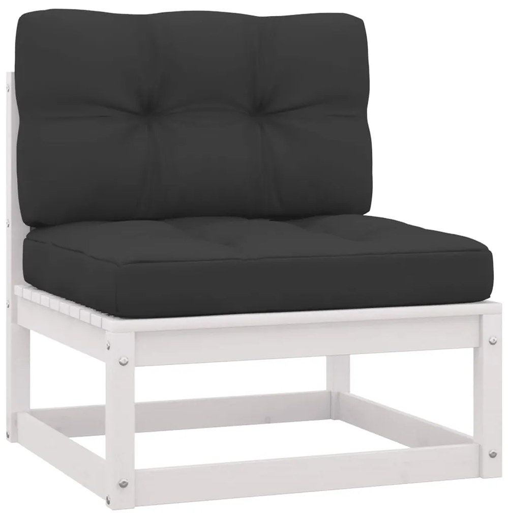 Set divani da giardino 8 pz cuscini bianchi massello di pino