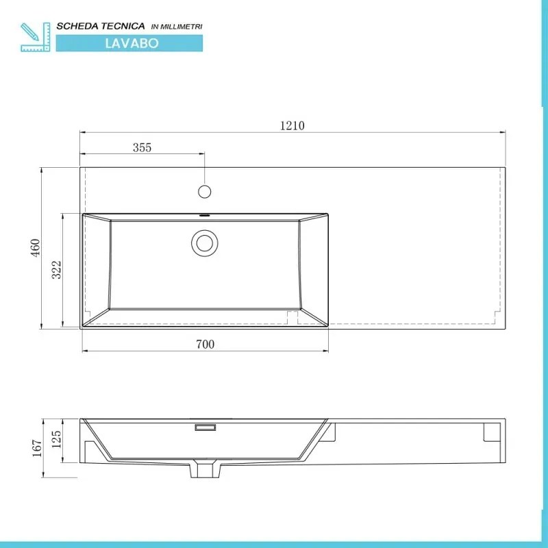 Mobile bagno sospeso 60 cm grigio perla lavabo 120 sinistro e specchio LED Iside