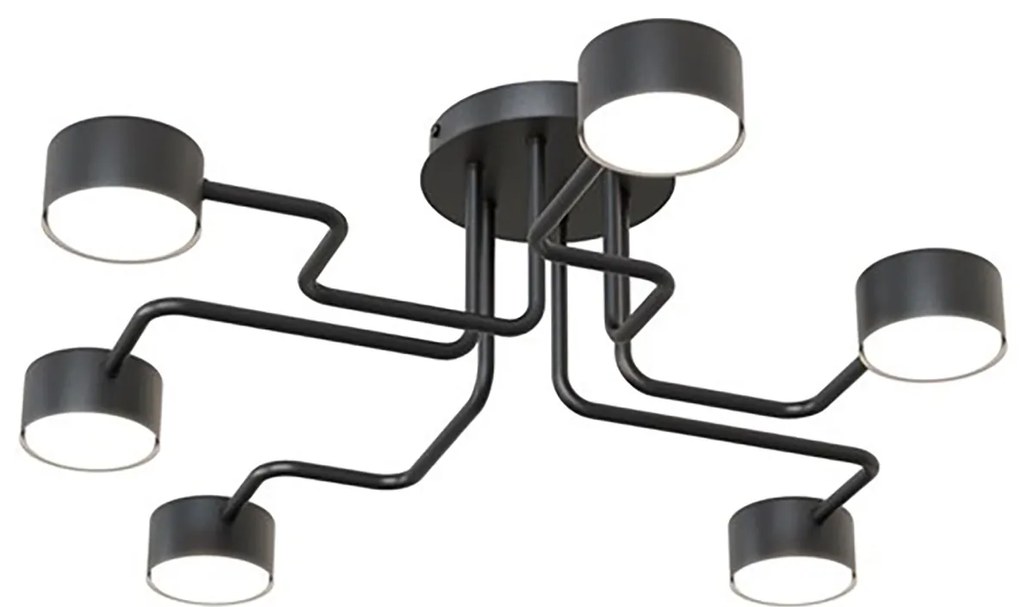 Plafoniera Moderna Ade Acciaio Nero 6 Luci Gx53 Ip20