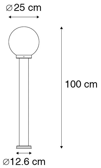 Lampada da esterno moderna in acciaio inox 100 cm con sfera in plastica IP44 - Sfera