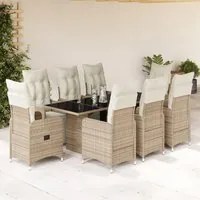 Set Bistr da Giardino 9 pz con Cuscini in Polyrattan Marrone 3277216