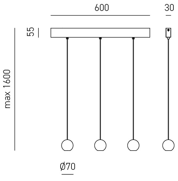 Sospensione Multipla Contemporanea Guya Alluminio Oro E Nero Satinato 3 Luci Led