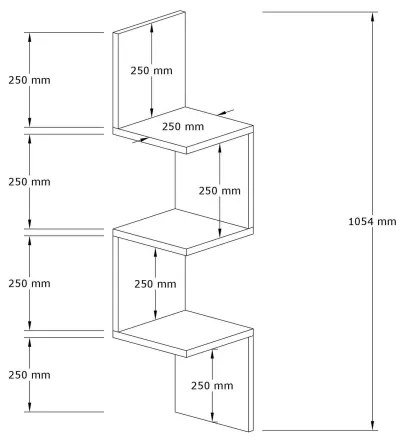 Mensola angolare ZIKZAK 105,5x25 cm marrone