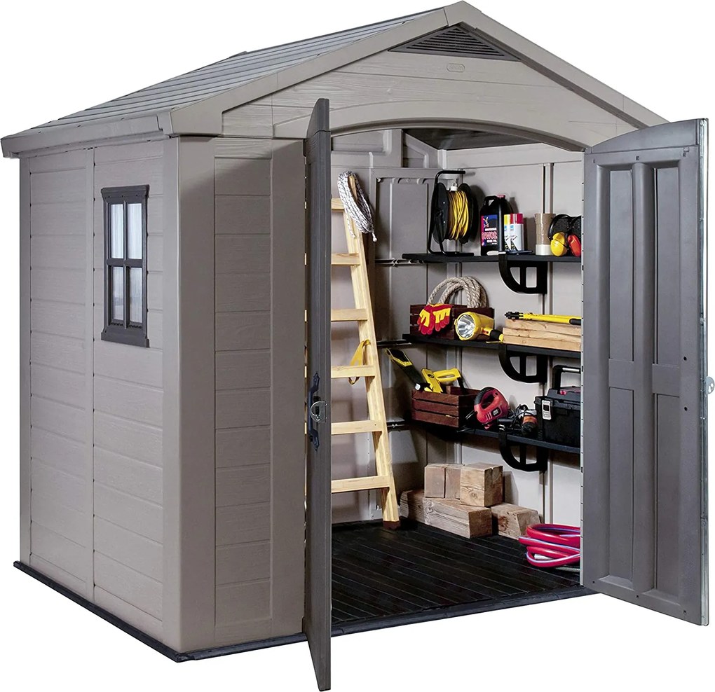 Casetta da Giardino Porta Attrezzi 256,5x182x243 cmin Resina Keter Factor 8x6 Beige...