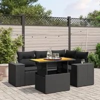 Set Divani da Giardino 5 pz con Cuscini in Polyrattan Nero 3272616