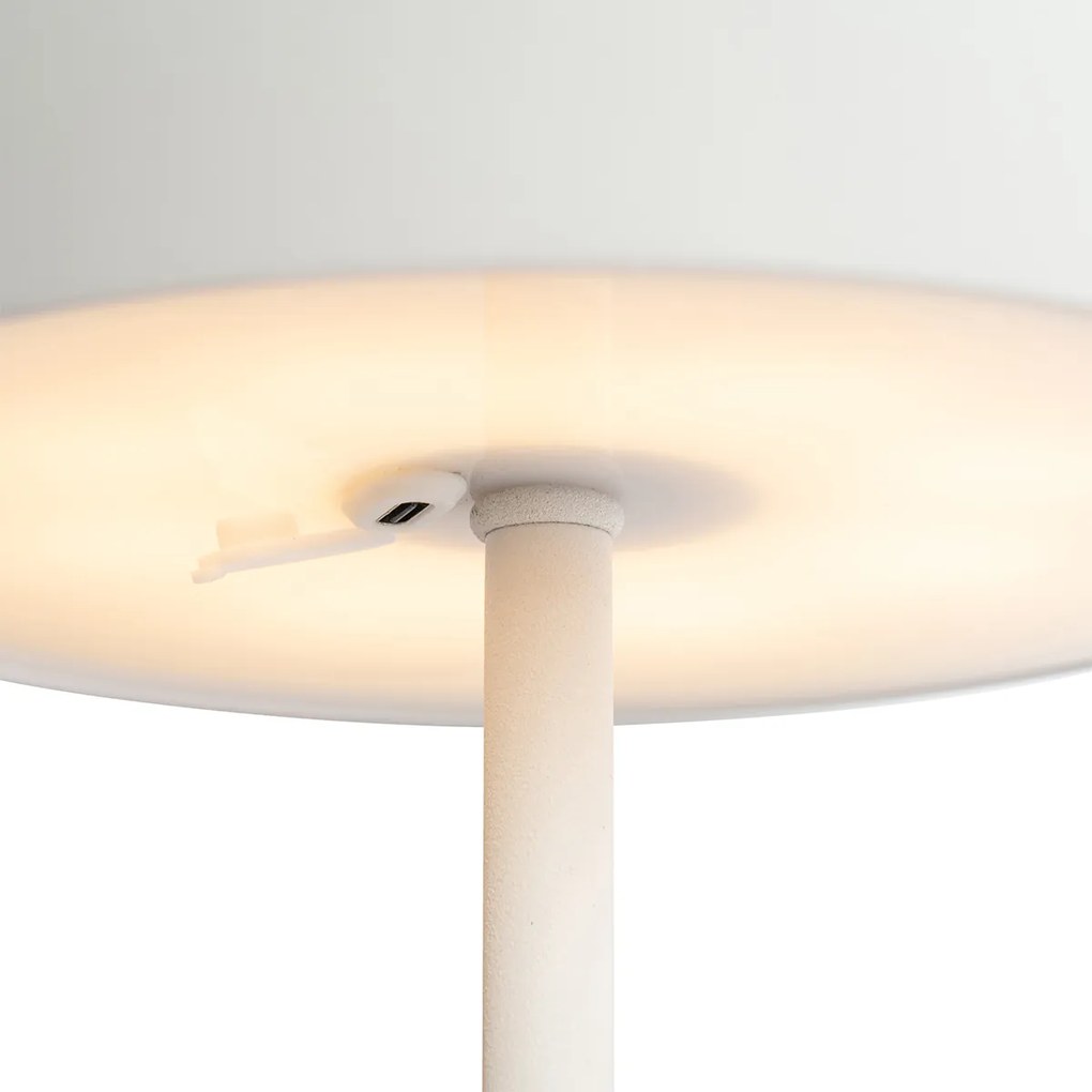 Lampada da tavolo da esterno bianca ricaricabile con LED dimmerabile a 3 livelli - Keira