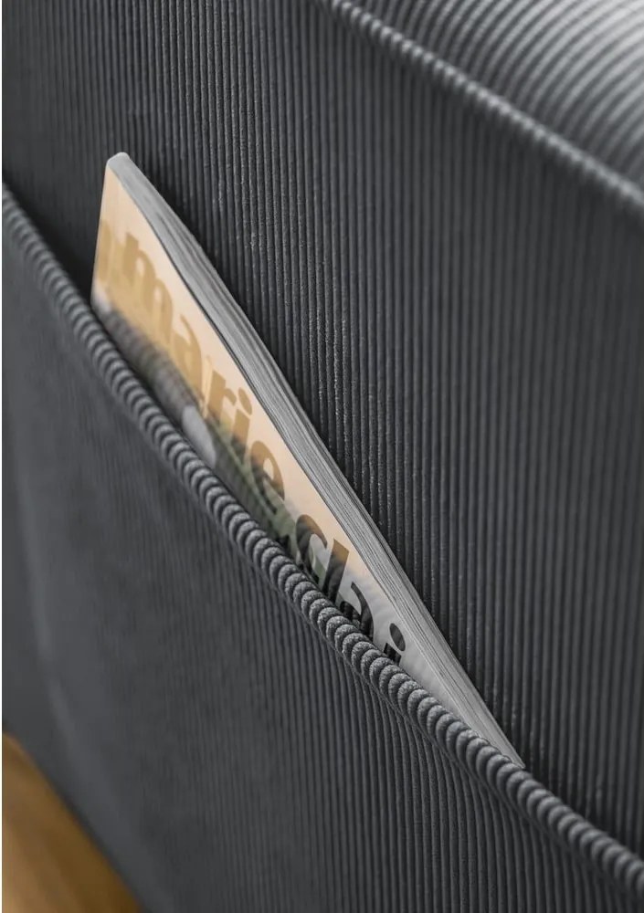 Poltrona in velluto a coste grigio scuro Lofty Lilly - Miuform