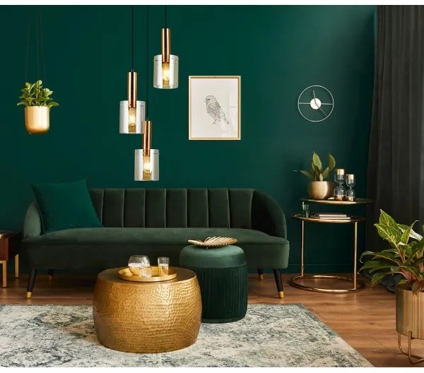 ITALUX PND-5581-3A-BRO+AMB - Lampadario a sospensione con filo SARDO 3xE27/40W/230V nero/ottone