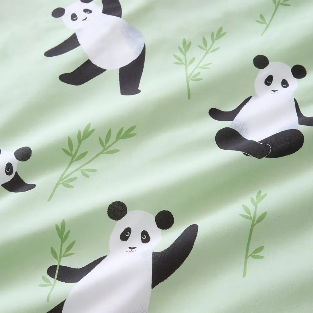 Biancheria da letto per bambini verde per letto matrimoniale 200x200 cm Panda Paws – Catherine Lansfield
