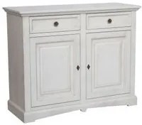 Credenza shabby 2 ante legno bianco anticato 117x46x96 - Mobili 2G