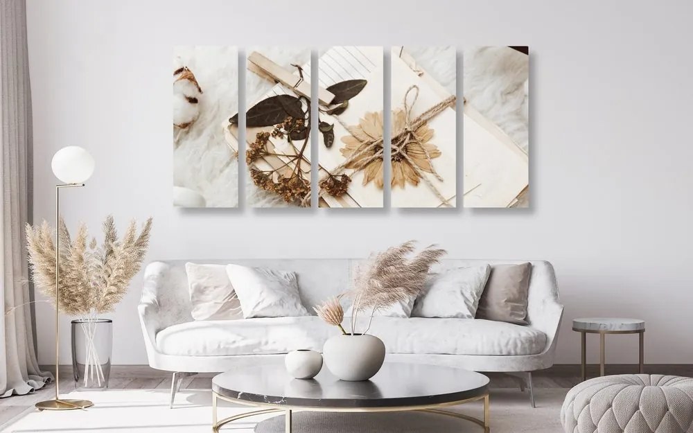 Quadri 5 pezzi – Collezione di foglie antiche