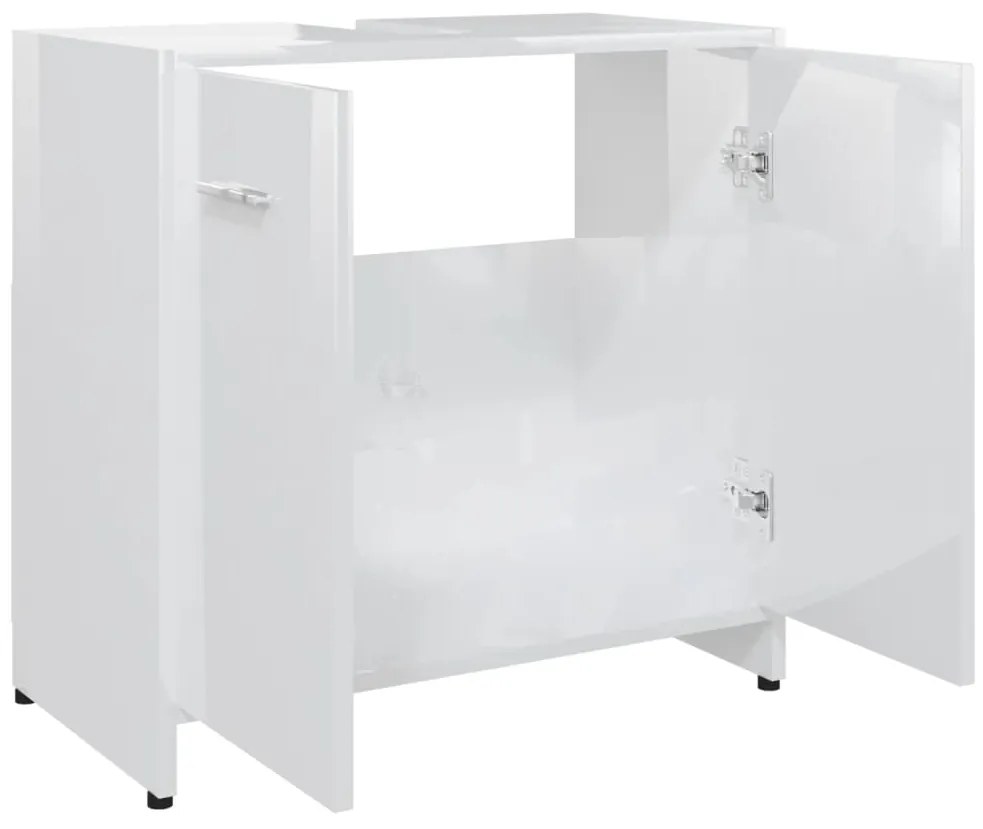 Armadio da bagno bianco lucido 60x33x61 cm in truciolato