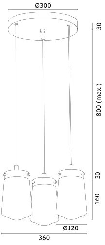 Argon 6164 - Lampadario a sospensione con filo PASADENA 3xE27/15W/230V oro/bianco