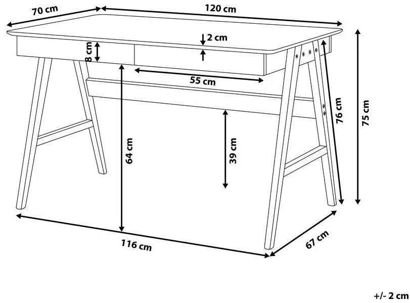 Scrivania da ufficio in legno bianco con 2 cassetti 120 x 70 cm SHESLAY Beliani