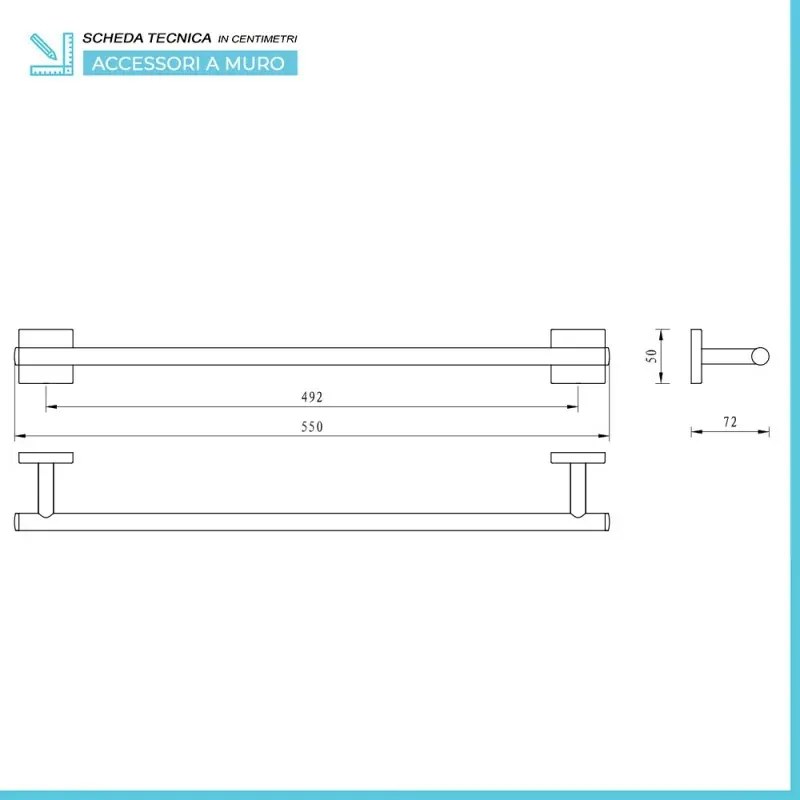 Set accessori a muro 5 pezzi in acciaio cromato e viti incluse Easy