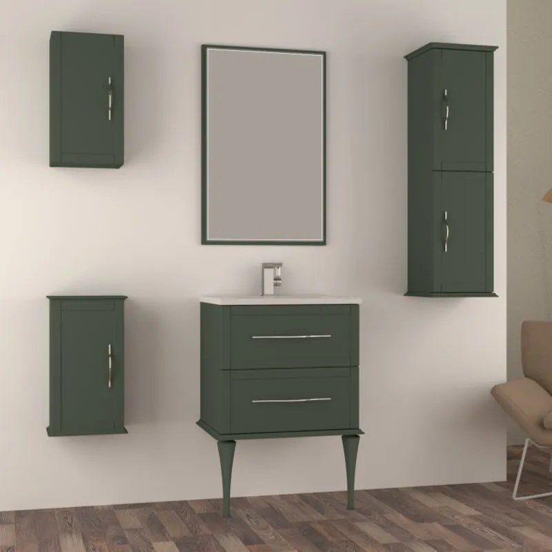 Mobile da bagno sotto lavabo BADEN HAUS TIFFANY verde laccato opaco L 64 x H 55 x P 46 cm 2 cassetti, lavabo non incluso