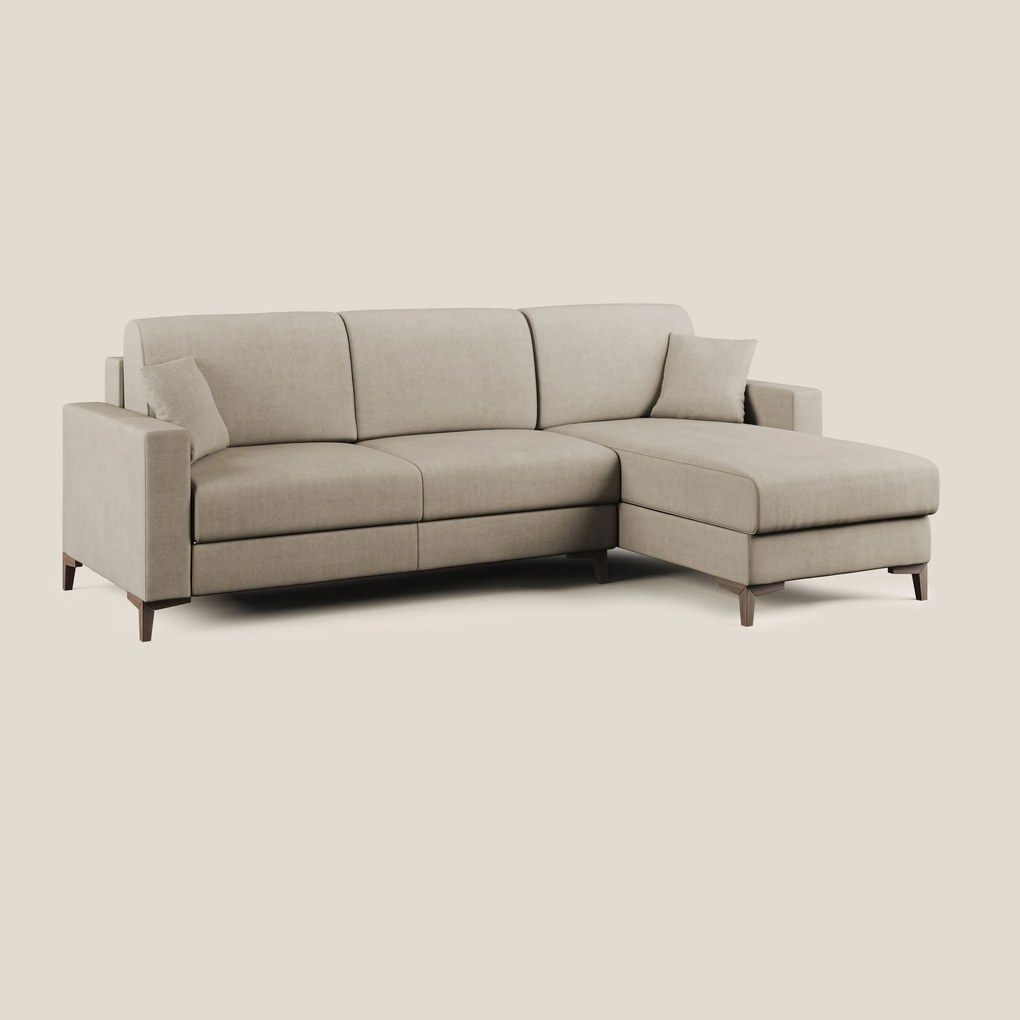 Kafka divano letto angolare in morbido tessuto impermeabile T02 beige