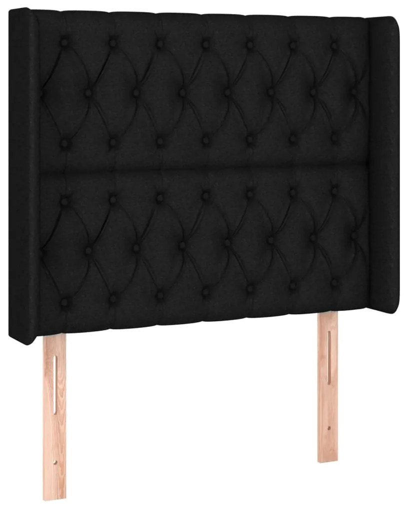 Testiera ad orecchio nera 93x16x118/128 cm in tessuto