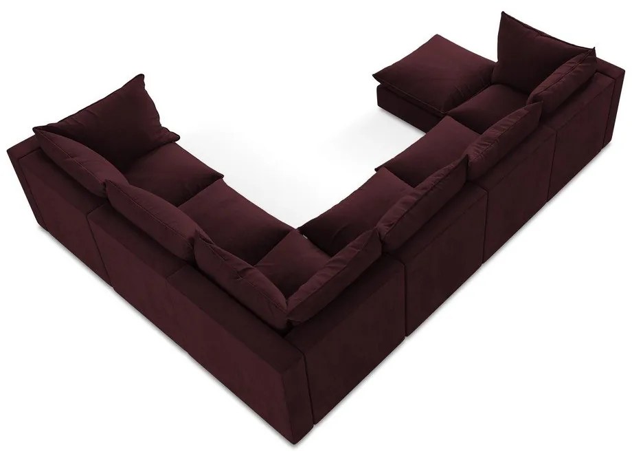 Divano angolare burgundy (con penisola a destra/a U) Manao – Makamii