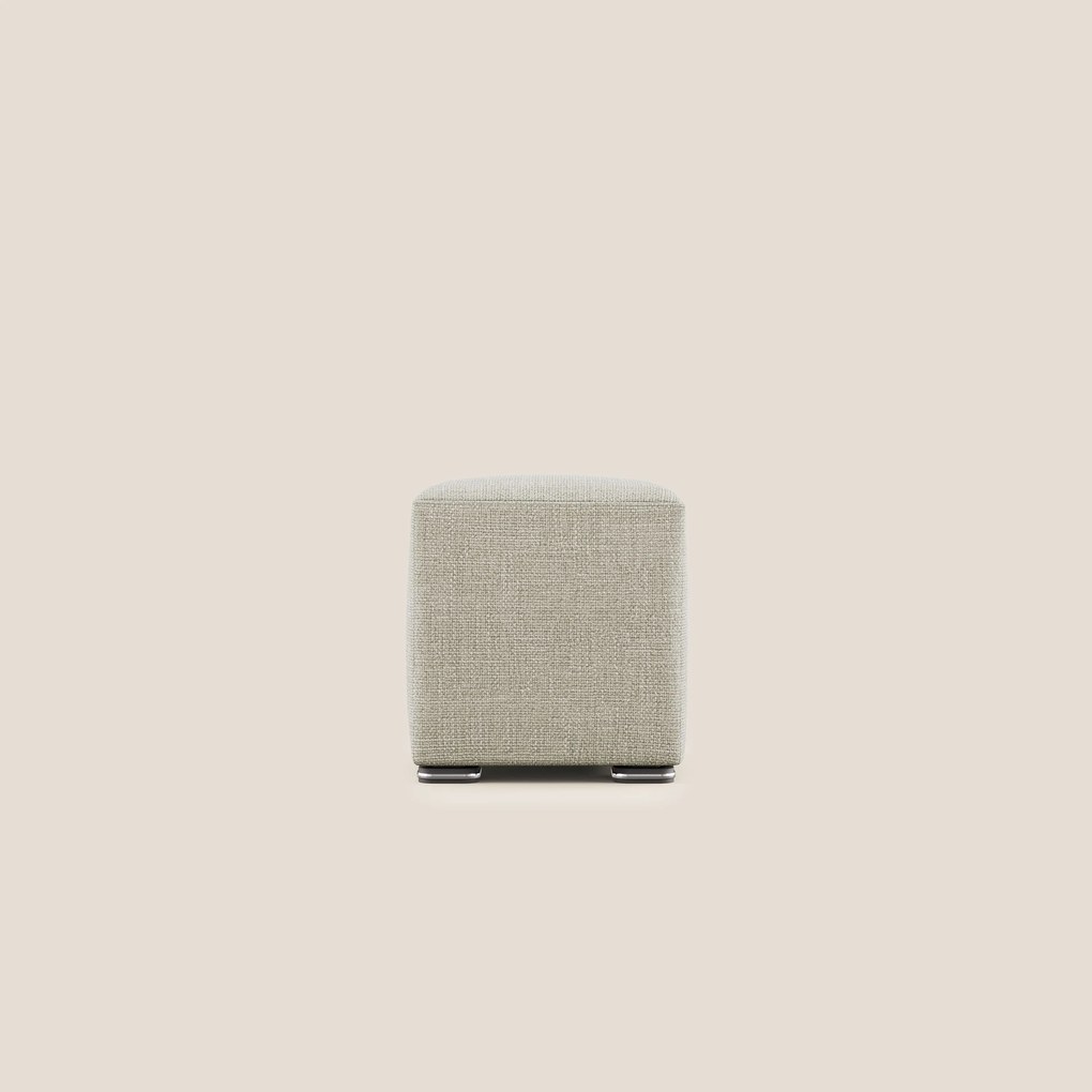 Cube pouf in morbido tessuto impermeabile ad intreccio melangiato T06 panna