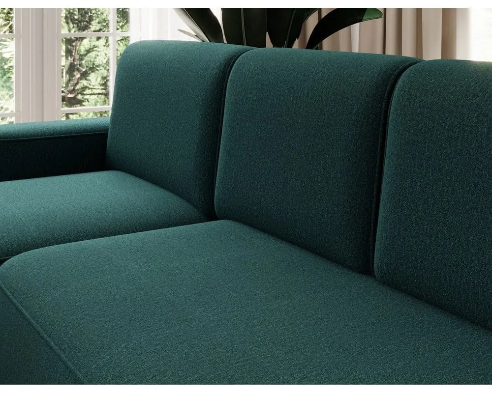 Divano angolare verde allungabile/con contenitore (con penisola a sinistra/con chaise lounge) e rivestimento in ciniglia Aurumm – ELTAP
